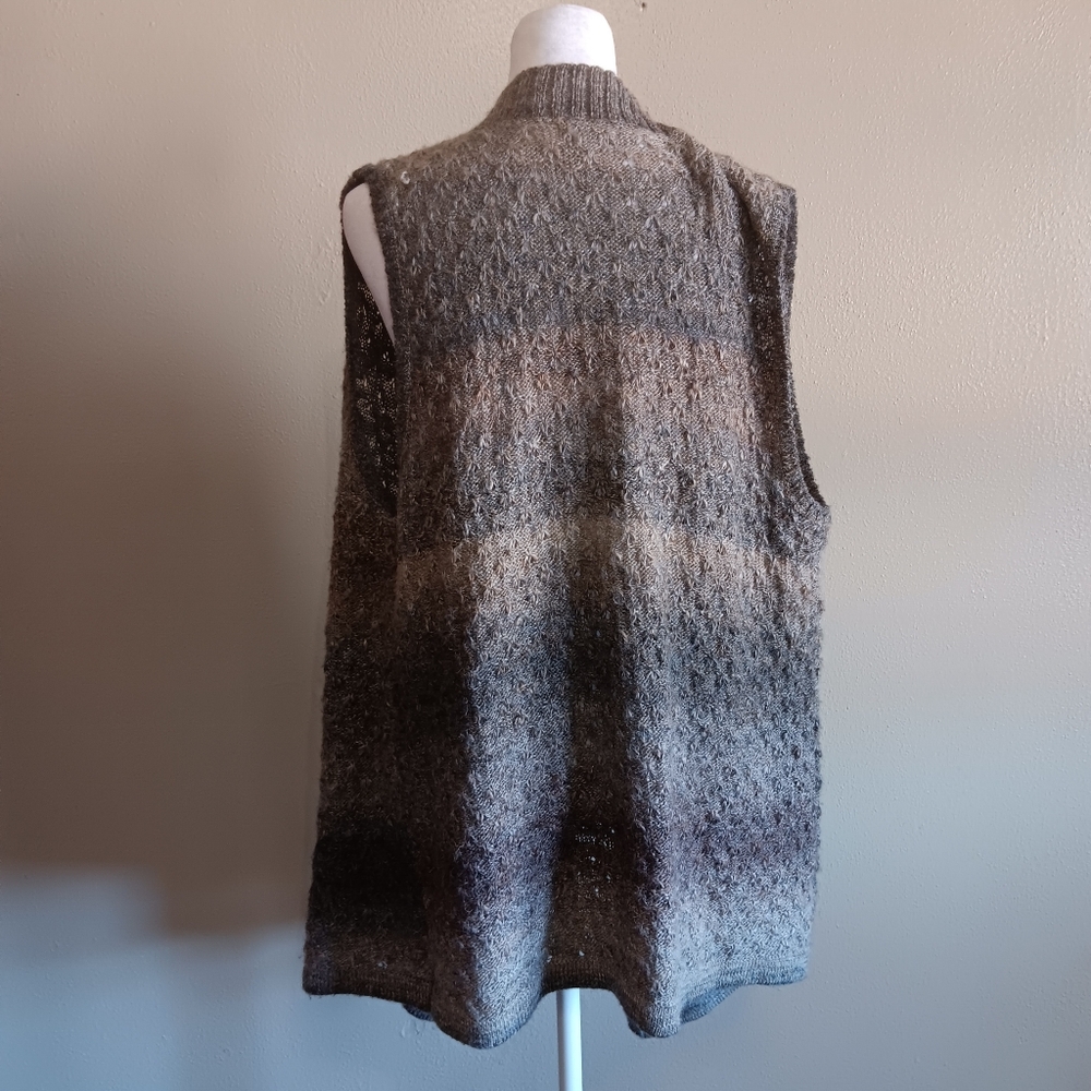 Boho Fall Neutral Casual Poncho Cardigan Wrap Sweater Knit Layers Cato XL Office - Picture 5 of 9